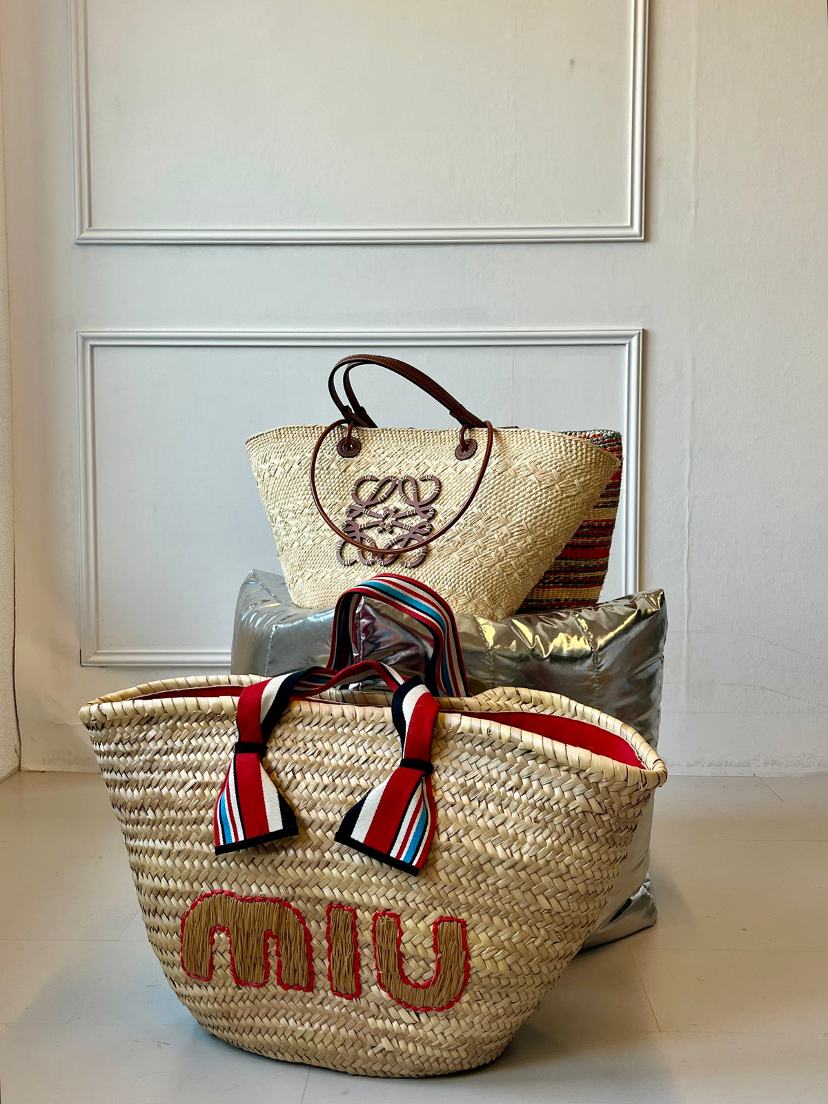 Loewe Anagram Raffia Tote Bag
