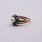 Turquoise & Pearl Flower Ring