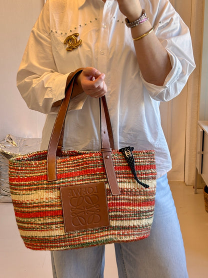 Loewe Striped Raffia Tote Bag
