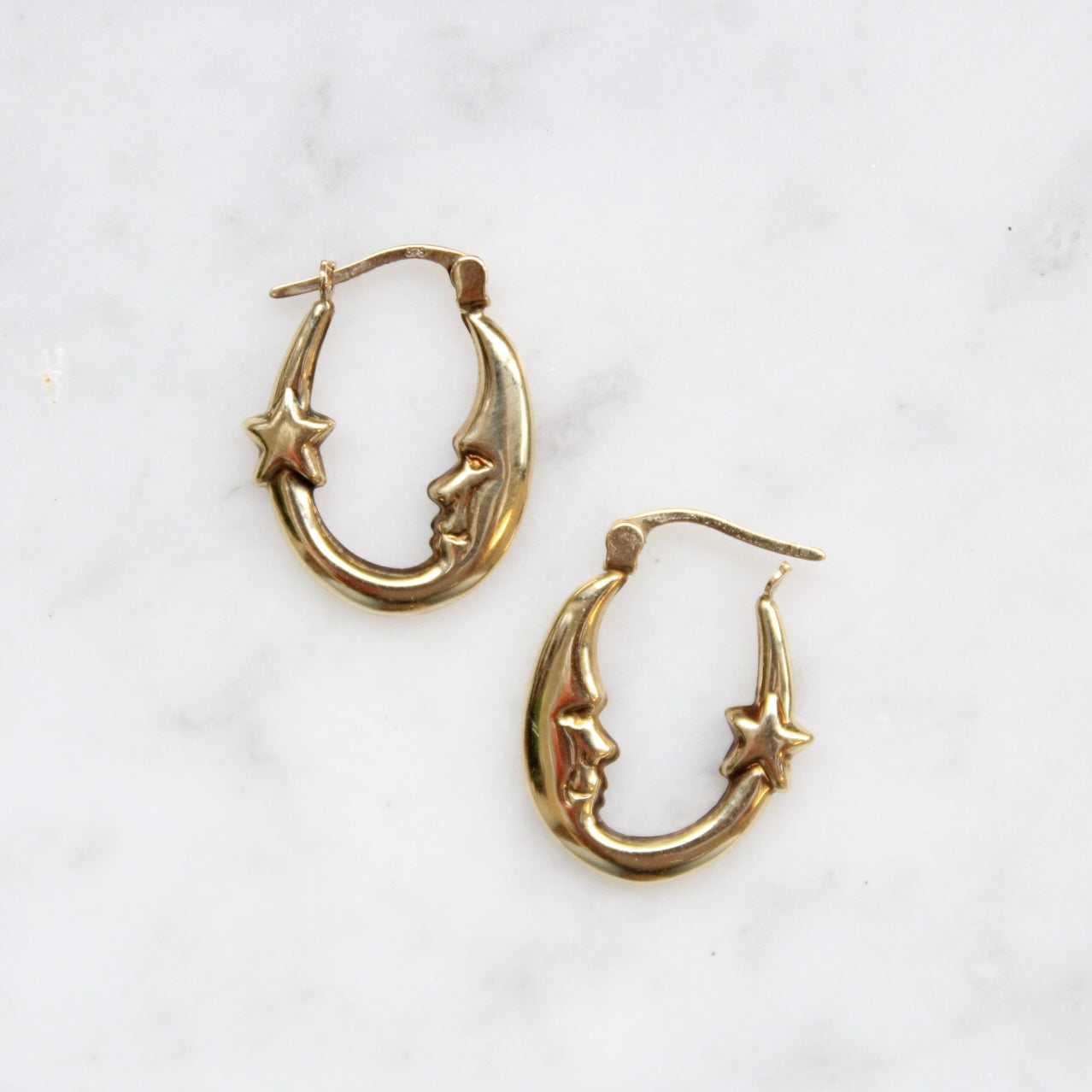 Moon & Star Creole Earrings