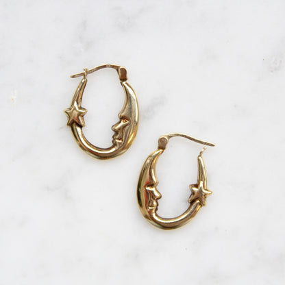 Moon & Star Creole Earrings