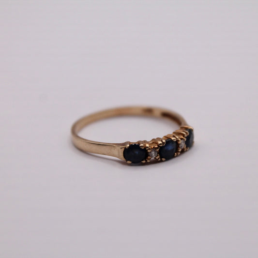 Sapphire & Diamond Row Ring