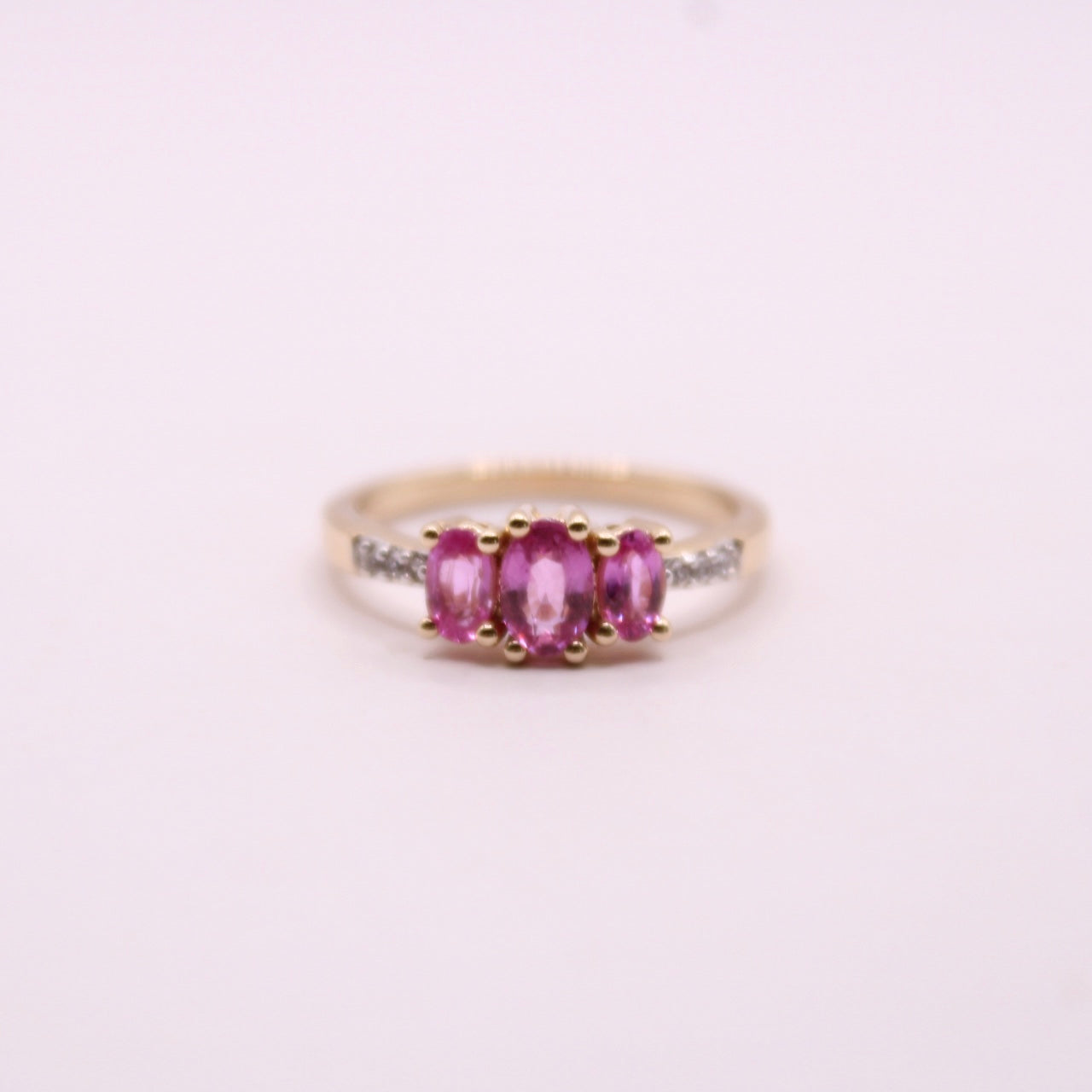 Pink Sapphire Trilogy Ring