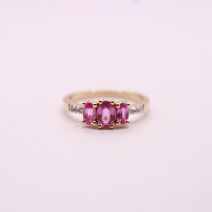 Pink Sapphire Trilogy Ring