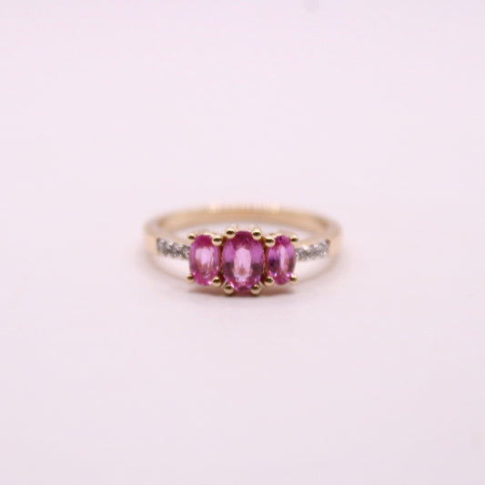 Pink Sapphire Trilogy Ring