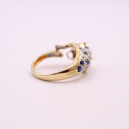 Sapphire, Diamond & Emerald Leopard Ring