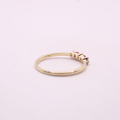 Cabochon Ruby & Canadian Diamond Row Ring
