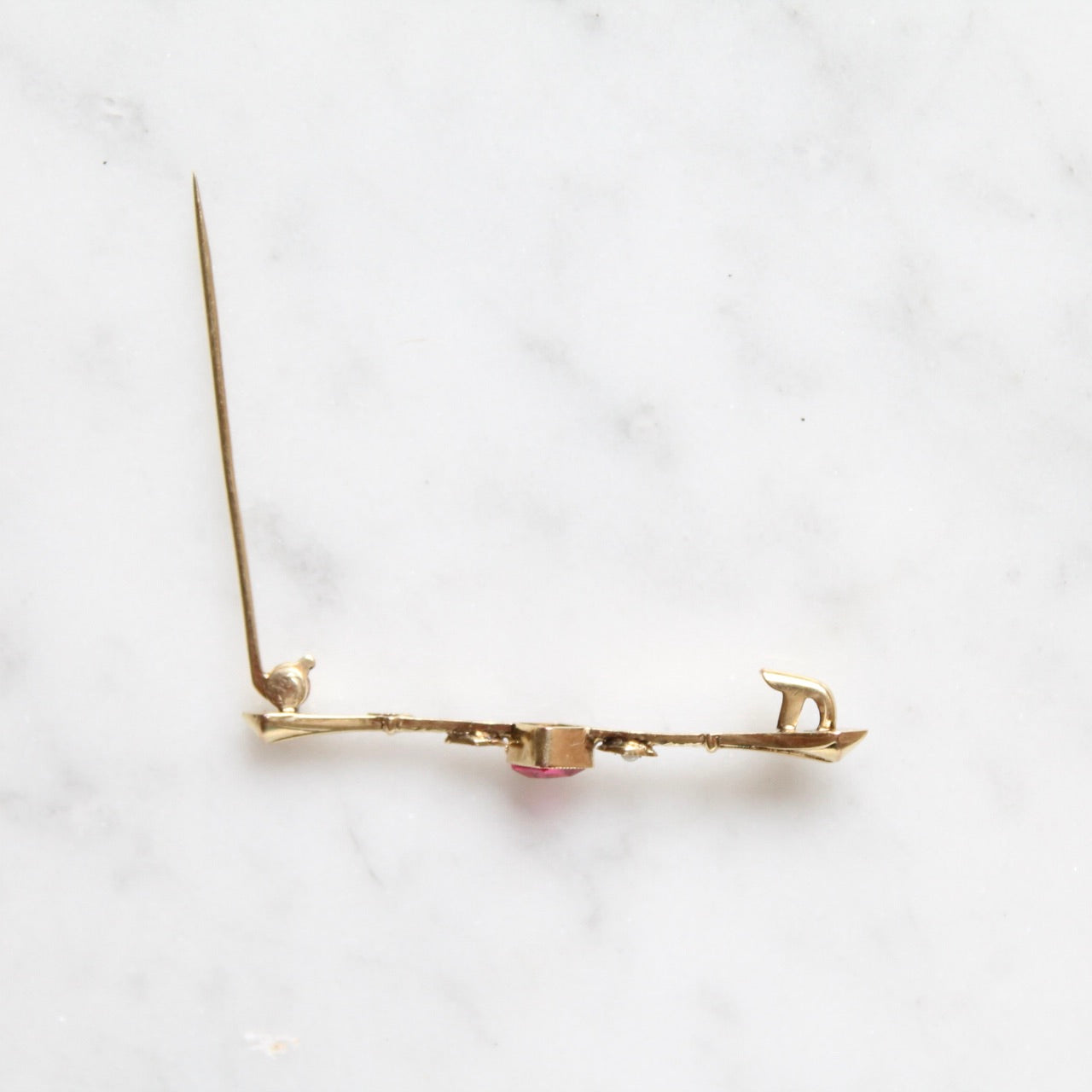 Pink Sapphire & Seedpearl Brooch