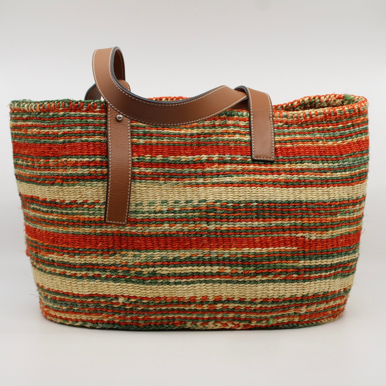 Loewe Striped Raffia Tote Bag