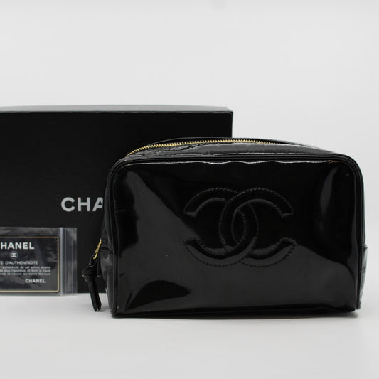 Chanel COCO Mark Patent Leather Cosmetic Pouch