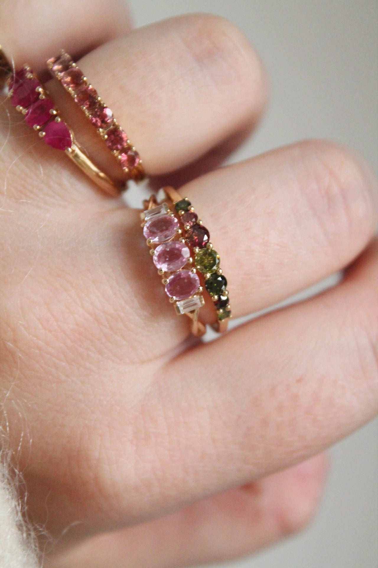 Pink Sapphire Trilogy Ring