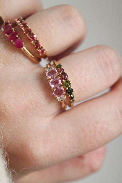 Pink Sapphire Trilogy Ring