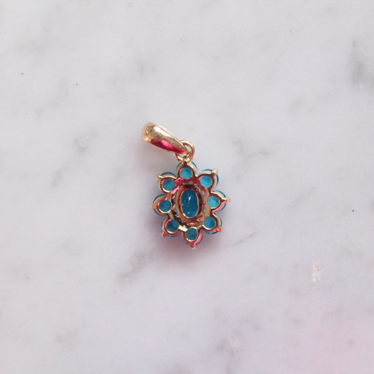 Neon Blue Apatite Flower Pendant