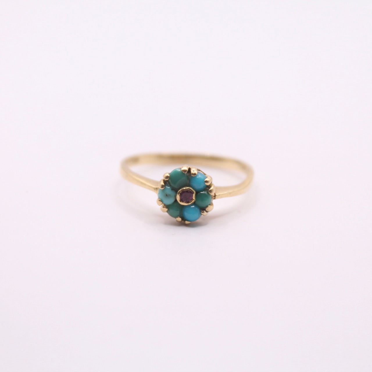 Ruby & Turquoise Flower Ring