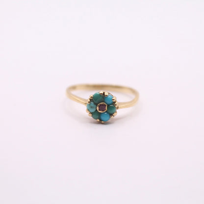 Ruby & Turquoise Flower Ring