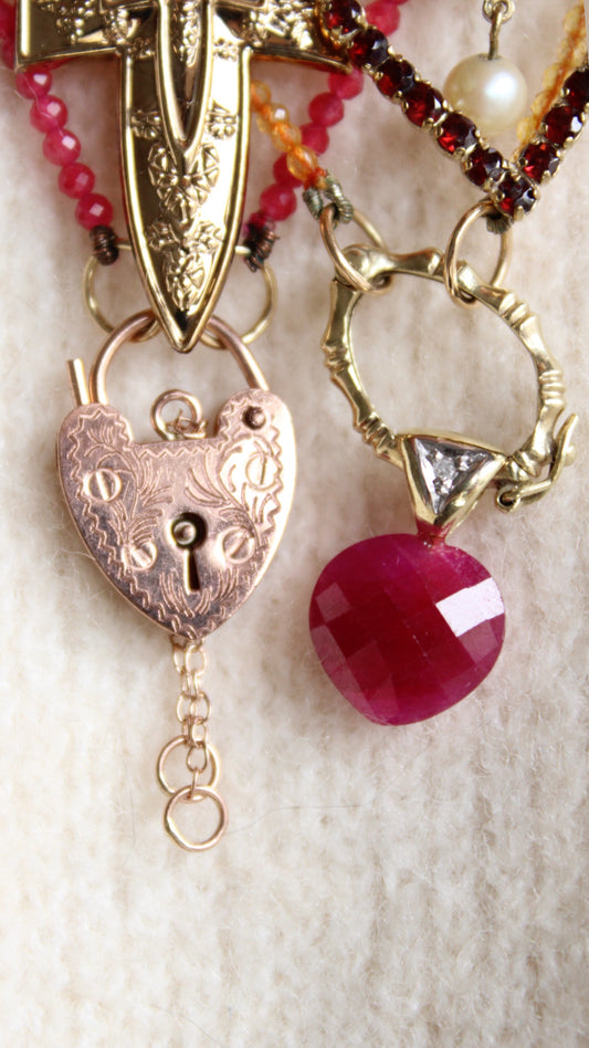 Ruby & Diamond Heart Pendant