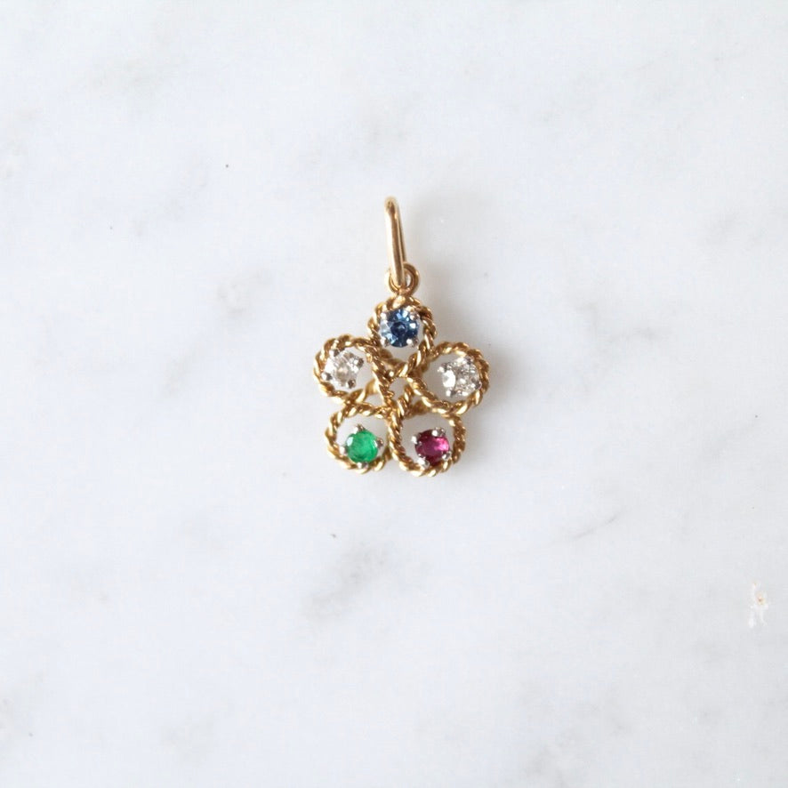 Multi Gem Flower Charm