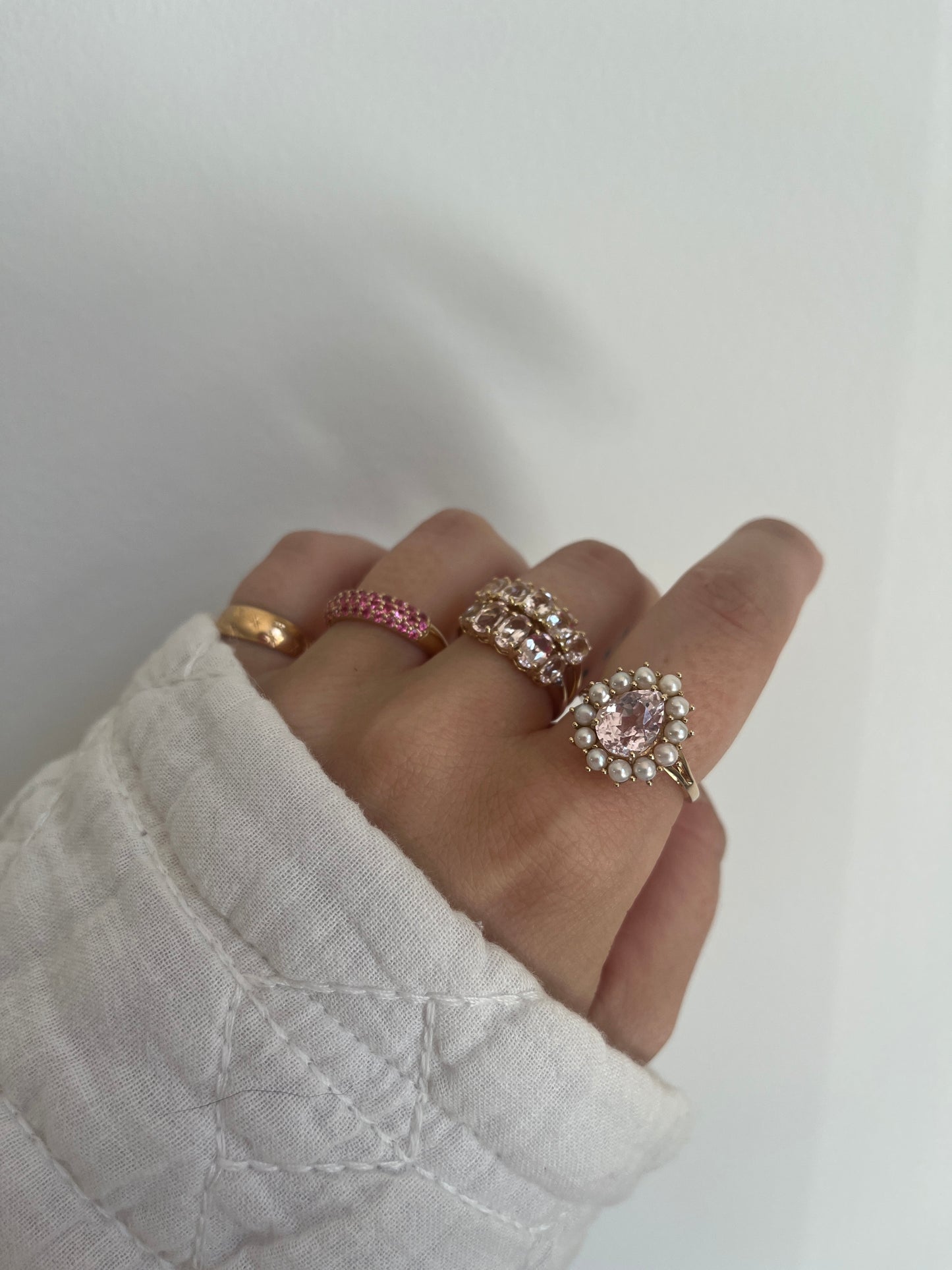 Pearl & Kunzite Statement Ring