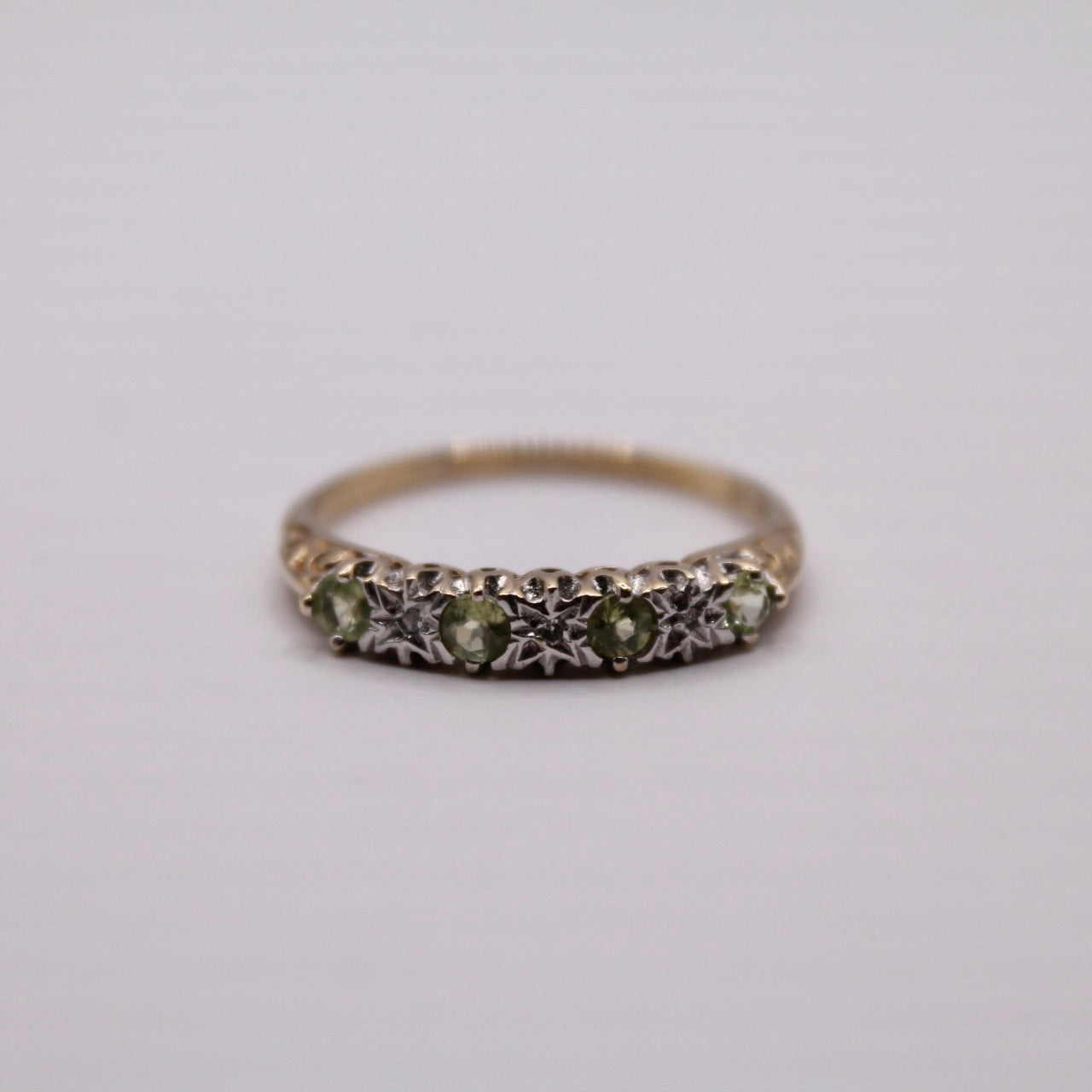 Peridot & Diamond Row Ring