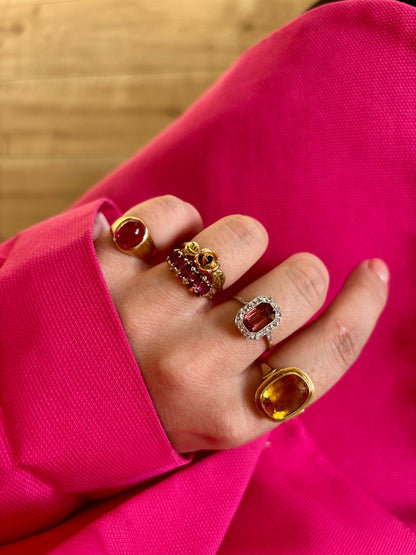 Antique Tourmaline & Rose Cut Diamonds Ring