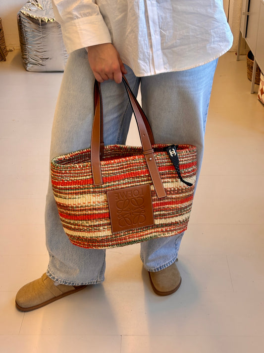 Loewe Striped Raffia Tote Bag