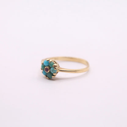 Ruby & Turquoise Flower Ring