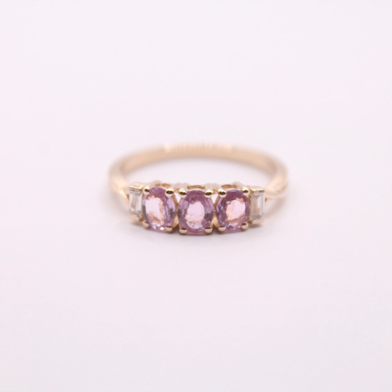 Pink Sapphire Trilogy Ring