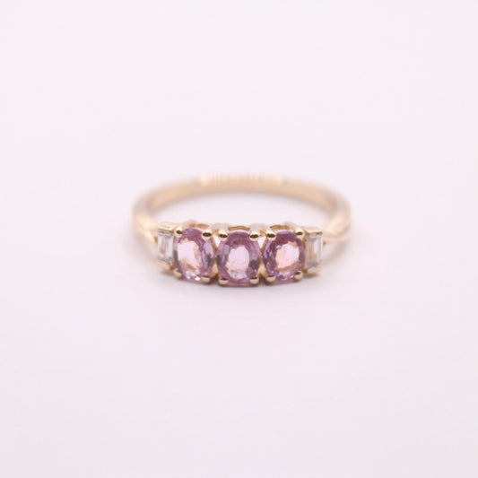 Pink Sapphire Trilogy Ring