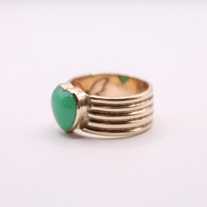 Jade Heart Ribbed Ring