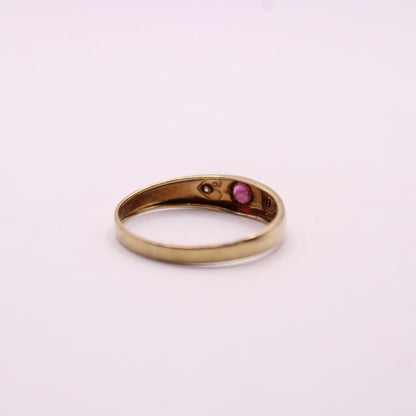 Ruby & Diamond Hearts Band Ring