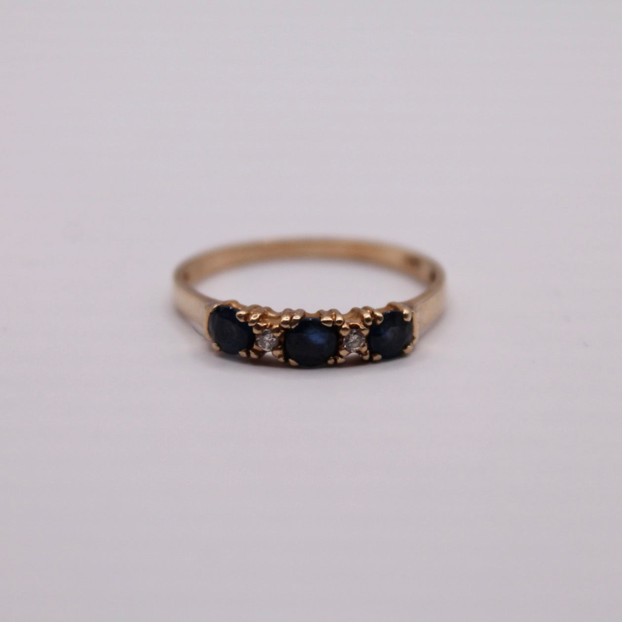 Sapphire & Diamond Row Ring