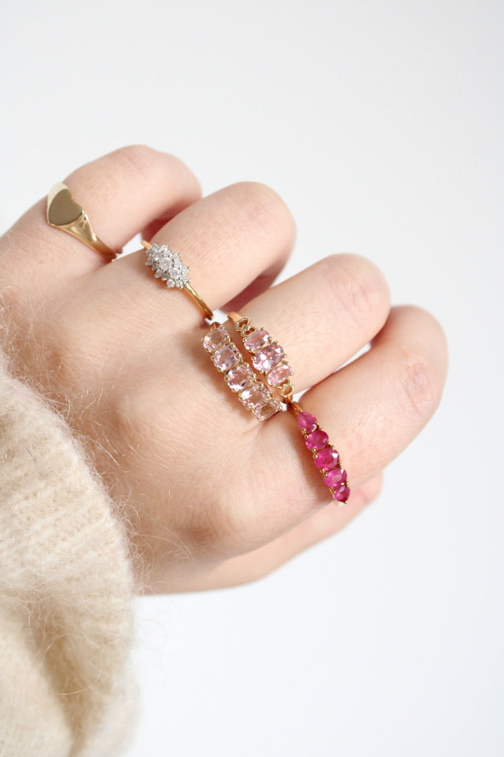 Pink Morganite Row Ring