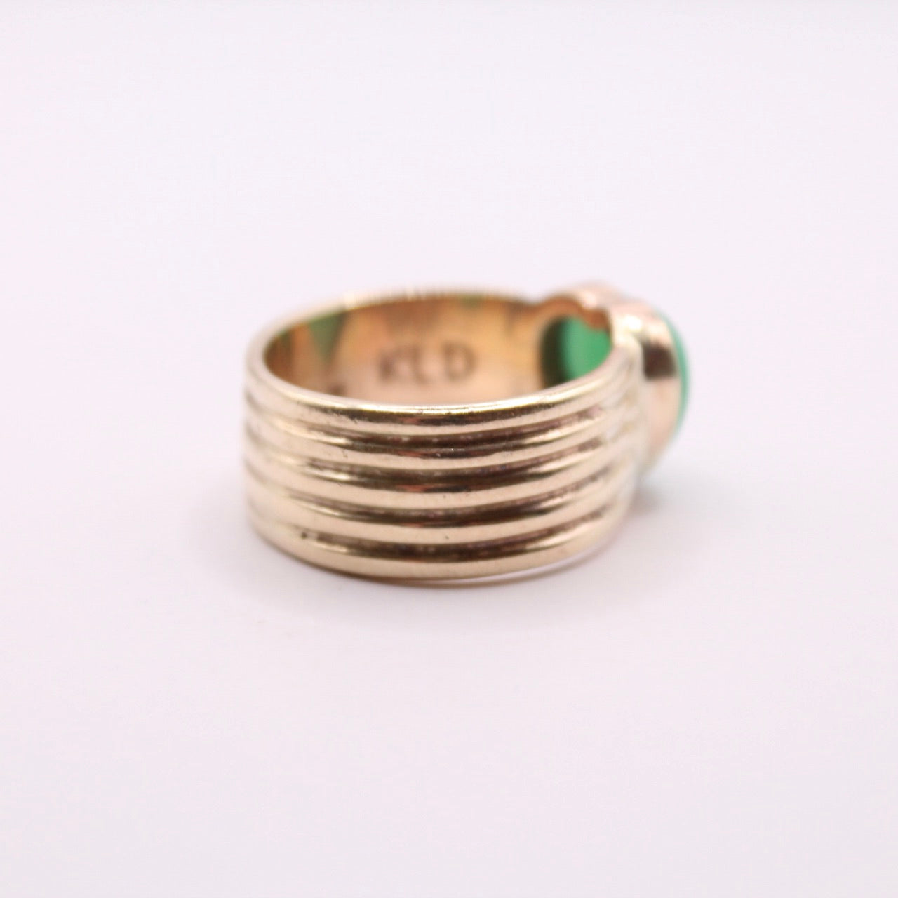 Jade Heart Ribbed Ring