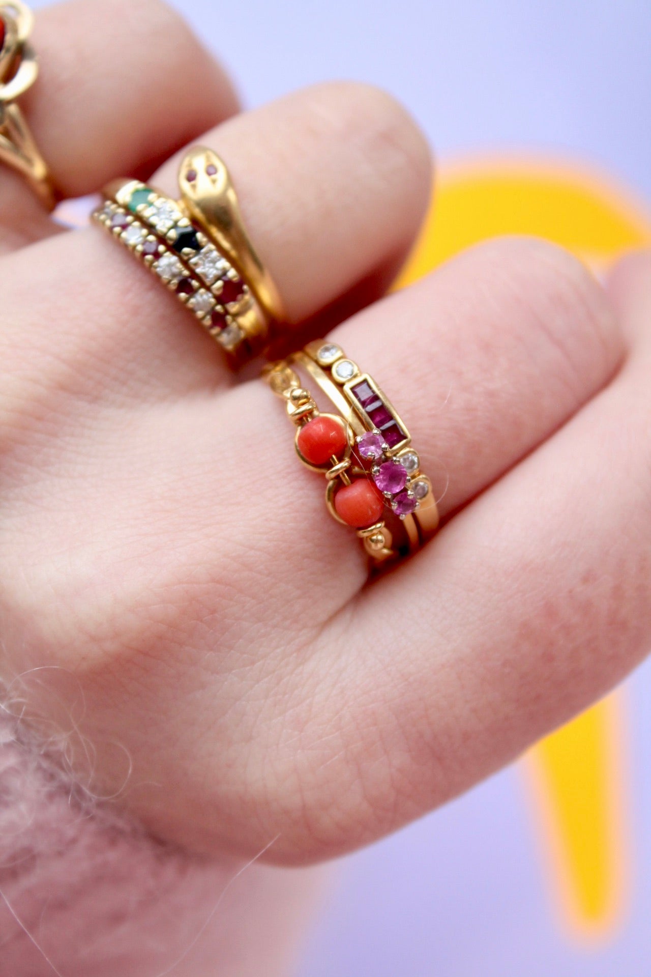 Braided Coral Duo Ring