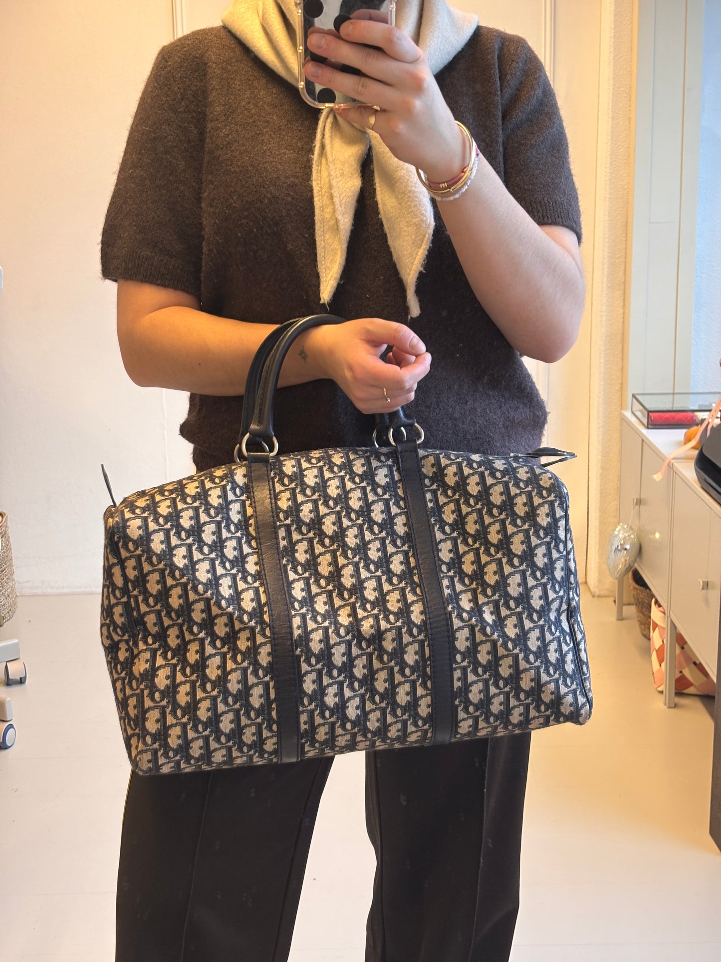 Christian Dior Trotter Canvas Boston Bag