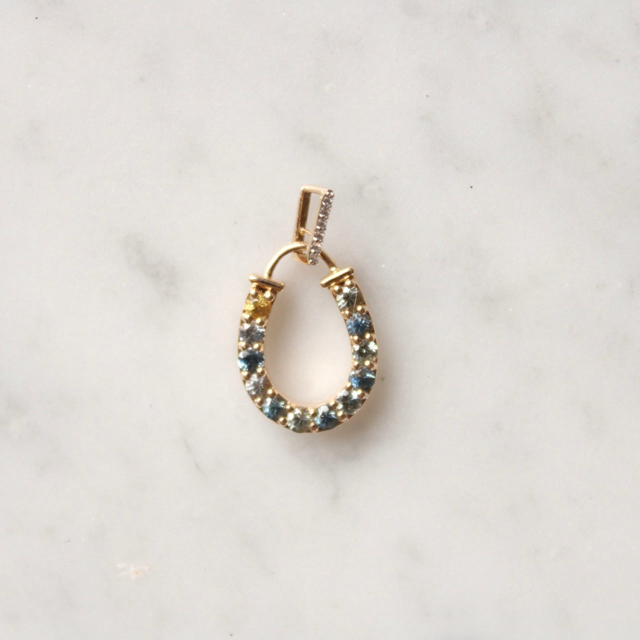 Multi Sapphire Horseshoe Pendant