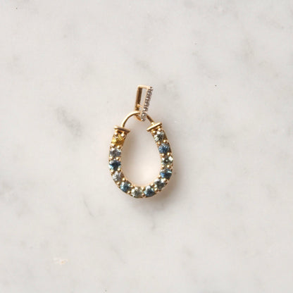 Multi Sapphire Horseshoe Pendant