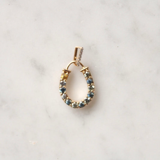 Multi Sapphire Horseshoe Pendant
