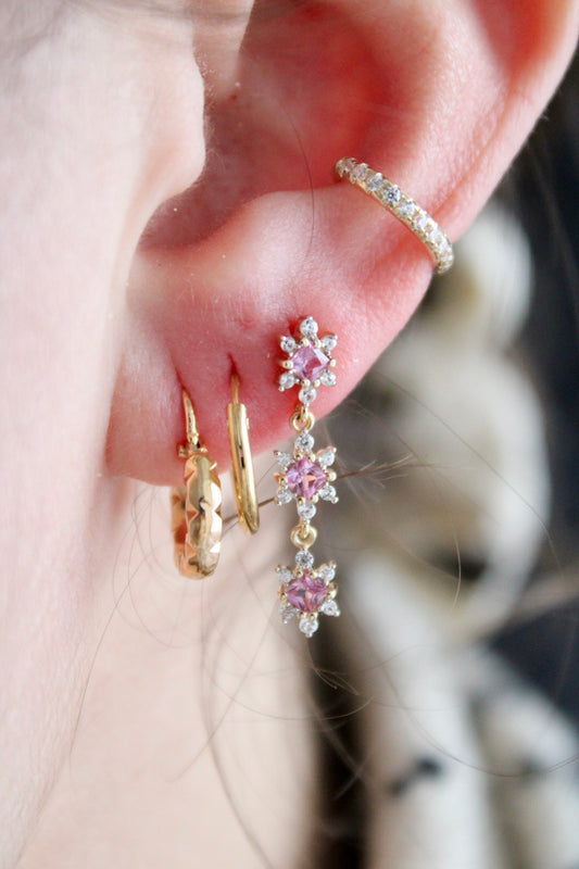 Floral Pink Sapphire Earrings