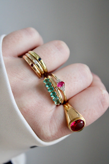 Green Tourmaline Row Ring