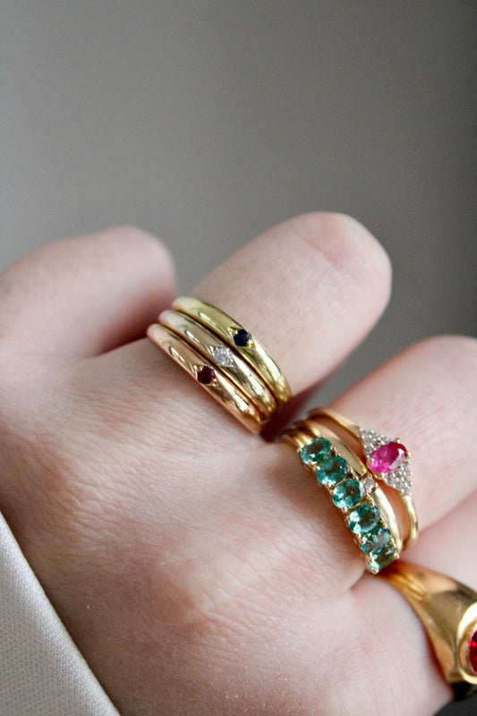 Ruby, Diamond & Sapphire Tricolor Ring