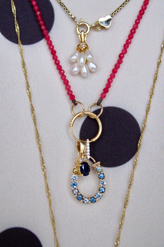 Multi Sapphire Horseshoe Pendant