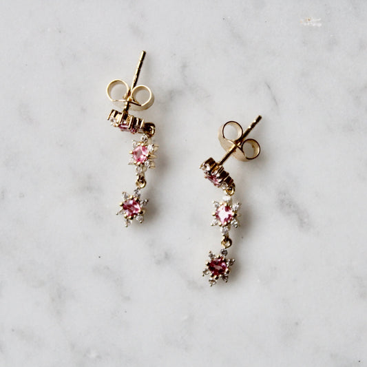 Floral Pink Sapphire Earrings