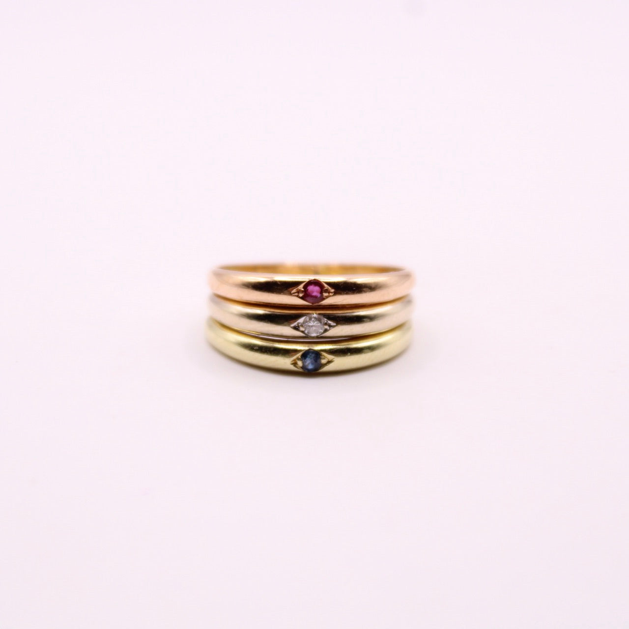 Ruby, Diamond & Sapphire Tricolor Ring