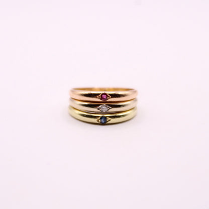 Ruby, Diamond & Sapphire Tricolor Ring