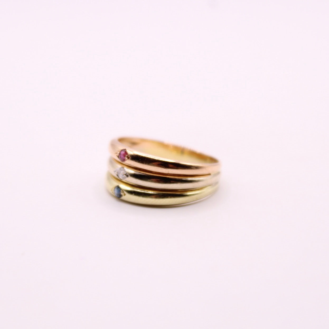 Ruby, Diamond & Sapphire Tricolor Ring