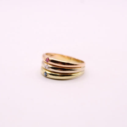 Ruby, Diamond & Sapphire Tricolor Ring