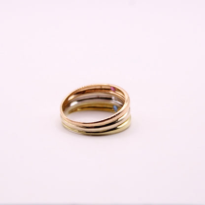 Ruby, Diamond & Sapphire Tricolor Ring