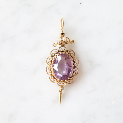 Antique Amethyst & Pearl Pendant