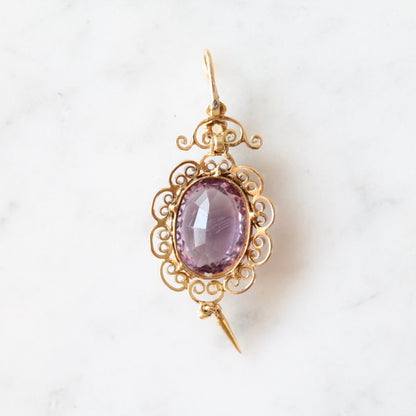 Antique Amethyst & Pearl Pendant